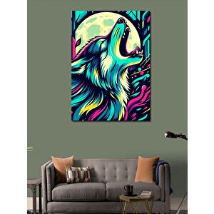 Kanvas Tablo Renkli Uluyan Kurt 100x140 cm