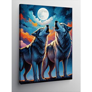 Kanvas Tablo Ay'a Uluyan Kurtlar 70x100 cm