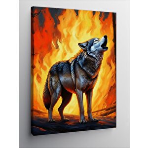 Kanvas Tablo Alevlerin İçindeki Kurt 50x70 cm