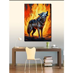 Kanvas Tablo Alevlerin İçindeki Kurt 50x70 cm