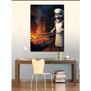 Kanvas Tablo Mangal Başında Aşçı Kurt 70x100 cm
