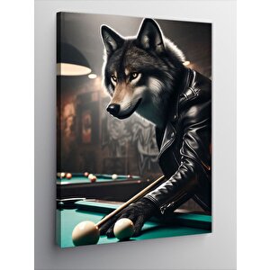 Kanvas Tablo Bilardo Oynayan Kurt 50x70 cm