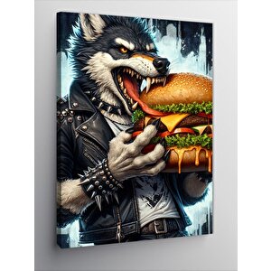 Kanvas Tablo Burger Yiyen Kurt 50x70 cm
