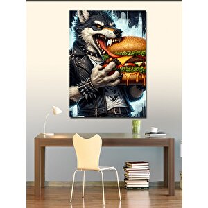 Kanvas Tablo Burger Yiyen Kurt 50x70 cm