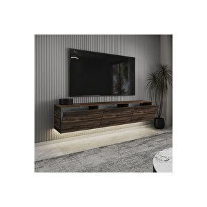 Neon Led Işıklı Duvara Monte,3 Kapaklı Tv Ünitesi,tv Sehpası Sandık Ceviz