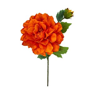 Yapay Çiçek Krizantem Orange Turuncu Tek Dal Tomurcuklu 65*17cm Kumaş Çiçek Uzun Dal