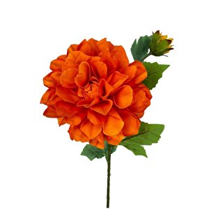 Yapay Çiçek Krizantem Orange Turuncu Tek Dal Tomurcuklu 65*17cm Kumaş Çiçek Uzun Dal