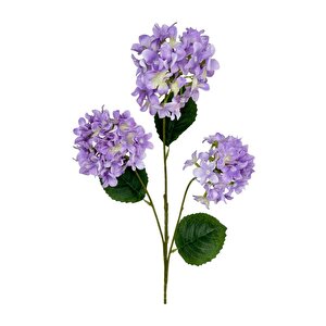Yapay Çiçek Ortanca 3 Toplu Lila Tek Dal Tomurcuklu 75*25cm Kumaş Çiçek Uzun Dal