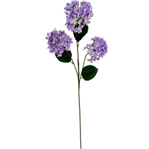 Yapay Çiçek Ortanca 3 Toplu Lila Tek Dal Tomurcuklu 75*25cm Kumaş Çiçek Uzun Dal