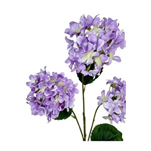 Yapay Çiçek Ortanca 3 Toplu Lila Tek Dal Tomurcuklu 75*25cm Kumaş Çiçek Uzun Dal