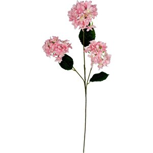Yapay Çiçek Ortanca 3 Toplu Pembe Tek Dal Tomurcuklu 75*25cm Kumaş Çiçek Uzun Dal