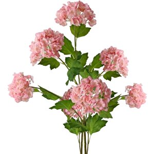 Yapay Çiçek Ortanca 3 Toplu Pembe Tek Dal Tomurcuklu 75*25cm Kumaş Çiçek Uzun Dal