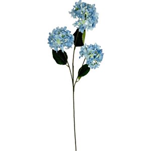 Yapay Çiçek Ortanca 3 Toplu Mavi Tek Dal Tomurcuklu 75*25cm Kumaş Çiçek Uzun Dal