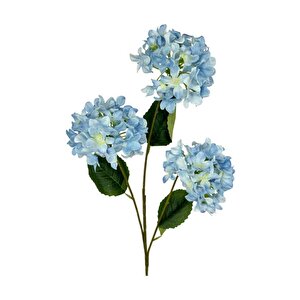 Yapay Çiçek Ortanca 3 Toplu Mavi Tek Dal Tomurcuklu 75*25cm Kumaş Çiçek Uzun Dal