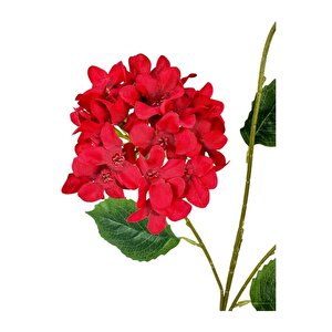 Yapay Çiçek Ortanca 3 Toplu Kırmızı Tek Dal Tomurcuklu 75*25cm Kumaş Çiçek Uzun Dal