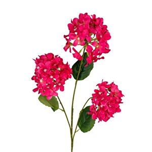 Yapay Çiçek Ortanca 3 Toplu Fuşya Tek Dal Tomurcuklu 75*25cm Kumaş Çiçek Uzun Dal