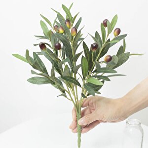 Yapay Zeytin 40cm 5 Dallı 10 Meyveli Demet Yapay Çiçek Artificial Olive