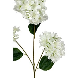 Yapay Çiçek Ortanca 3 Toplu Beyaz Tek Dal Tomurcuklu 75*25cm Kumaş Çiçek Uzun Dal