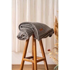 Wellsoft Tek Kişilik Kareli Battaniye - Peluş Tv Battaniyesi 100x170 Cm Gri