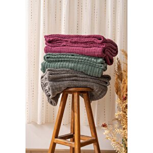 Wellsoft Tek Kişilik Kareli Battaniye - Peluş Tv Battaniyesi 100x170 Cm Gri