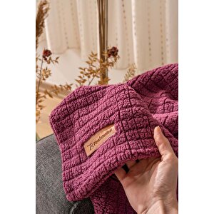 Wellsoft Tek Kişilik Kareli Battaniye - Peluş Tv Battaniyesi 100x170 Cm Gül Kurusu