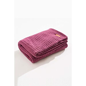 Wellsoft Tek Kişilik Kareli Battaniye - Peluş Tv Battaniyesi 100x170 Cm Gül Kurusu