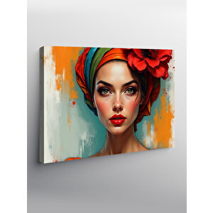 Kanvas Tablo Çiçekli Kadın Portresi 50x70 cm