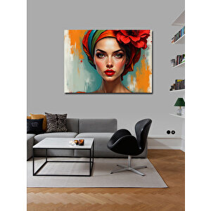 Kanvas Tablo Çiçekli Kadın Portresi 50x70 cm