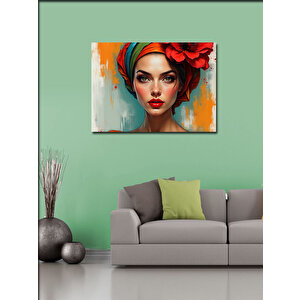Kanvas Tablo Çiçekli Kadın Portresi 50x70 cm