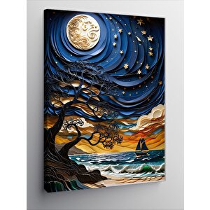 Kanvas Tablo Yıldızlı Gece Manzarası 50x70 cm