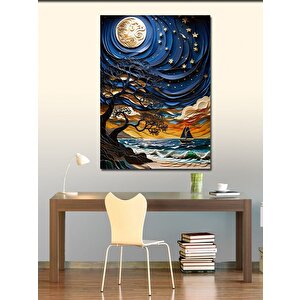 Kanvas Tablo Yıldızlı Gece Manzarası 50x70 cm