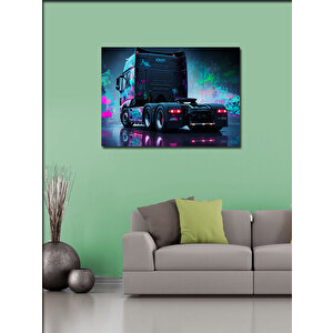 Kanvas Tablo Neon Işıklı Tır Tasarımı 70x100 cm