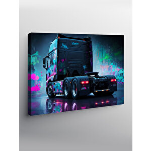Kanvas Tablo Neon Işıklı Tır Tasarımı 50x70 cm