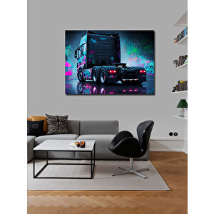 Kanvas Tablo Neon Işıklı Tır Tasarımı 50x70 cm