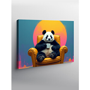 Kanvas Tablo Sandalyede Oturan Panda Figürü