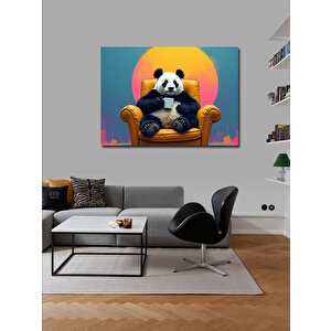 Kanvas Tablo Sandalyede Oturan Panda Figürü