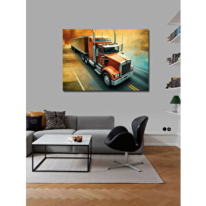 Kanvas Tablo Turuncu Tır İllüstrasyonu 100x140 cm