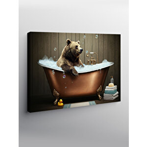 Kanvas Tablo Banyoda Sevimli Ayı Figürü 50x70 cm