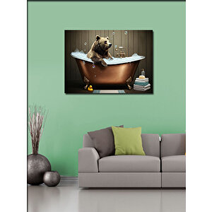 Kanvas Tablo Banyoda Sevimli Ayı Figürü 50x70 cm