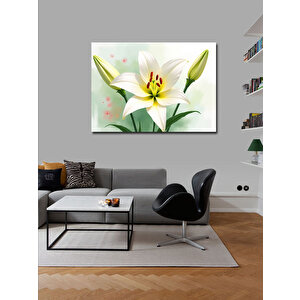 Kanvas Tablo Beyaz Zambak Çiçeği 100x140 cm