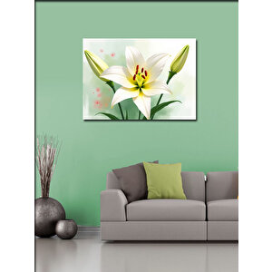 Kanvas Tablo Beyaz Zambak Çiçeği 70x100 cm