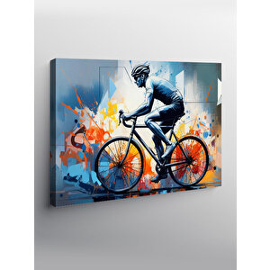 Kanvas Tablo Bisiklet Süren Sporcu Figürü 100x140 cm