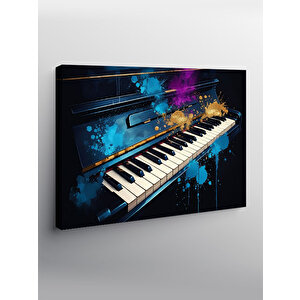 Kanvas Tablo Neon Işıklı Piyano 100x140 cm