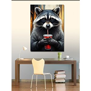 Kanvas Tablo Kola İçen Rakun 70x100 cm