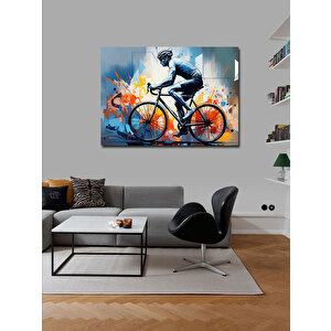 Kanvas Tablo Bisiklet Süren Sporcu Figürü 70x100 cm