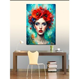 Kanvas Tablo Gelincik Çiçeği Ve Kadın 100x140 cm