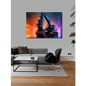 Kanvas Tablo İnşaat Kepçe Makinesi Çizimi 100x140 cm