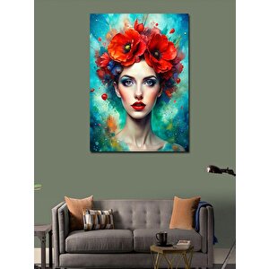 Kanvas Tablo Gelincik Çiçeği Ve Kadın 50x70 cm