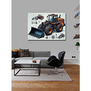 Kanvas Tablo Sarı İş Makinesi Tasarımı 70x100 cm