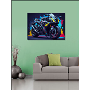 Kanvas Tablo Neon Işıklı Motosiklet 100x140 cm